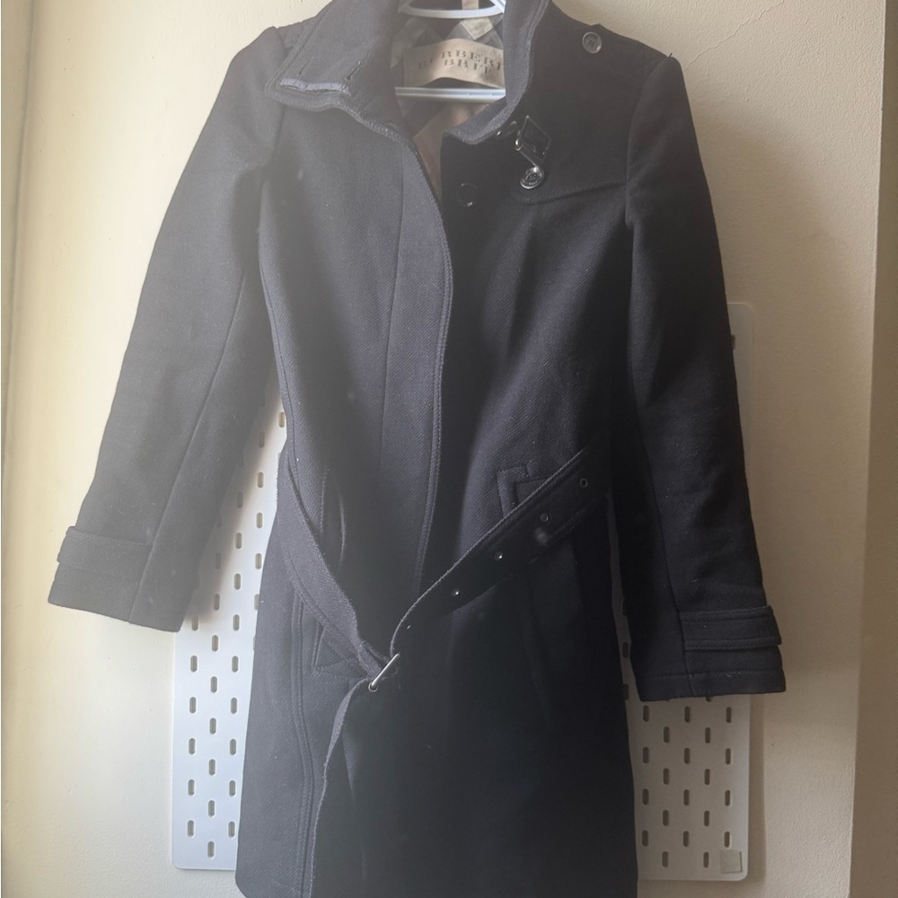 Legit Burberry Black Trench Coat with belts